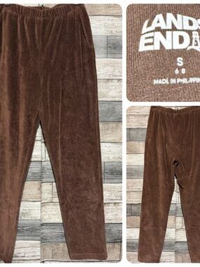 Lands End Knit Corduroy Pull On Pants Women’s S 6-8 Brown (Inseam 29)